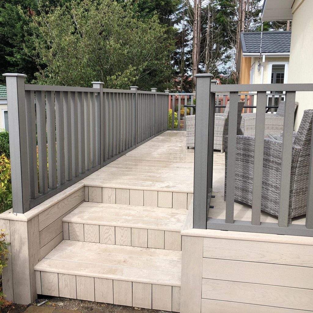 Limed oak Millboard Decking with Graphite handrail Fencing